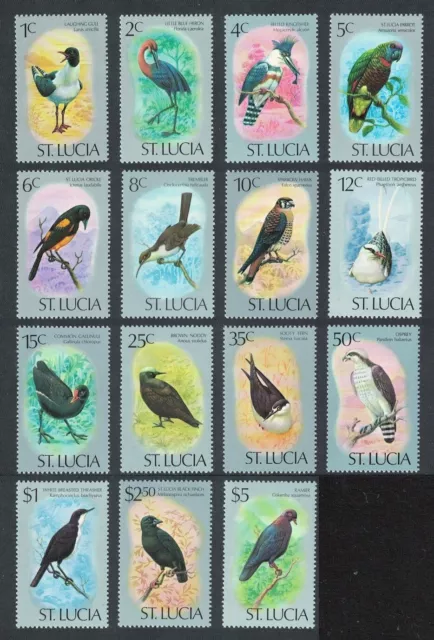 St. Lucia Birds 15v Issue 17 May 1976 COMPLETE 1976 MNH SG#415-429 CV£41.20