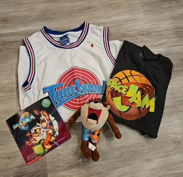 Vintage Space Jam Tune Squad Bundle- Jersey ( Jordan) , T Shirt, Book, Taz Plush