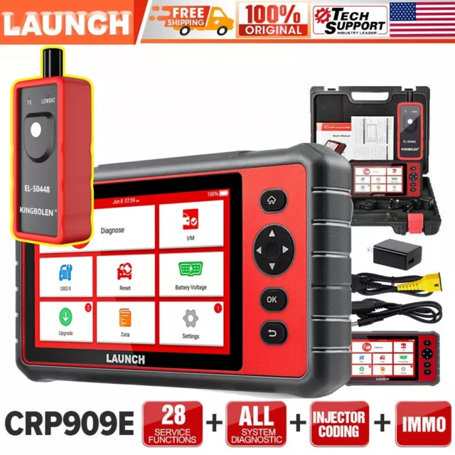 2024 LAUNCH CRP909E Pro Full System Diagnostic Tool OBD2 Scanner Key Coding TPMS