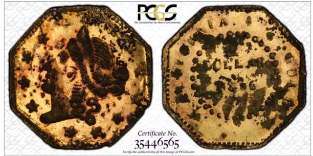 Ss Central America Bg-307 1856 $.50 Fractional Gold Pcgs Unc Det. W/ Pinch