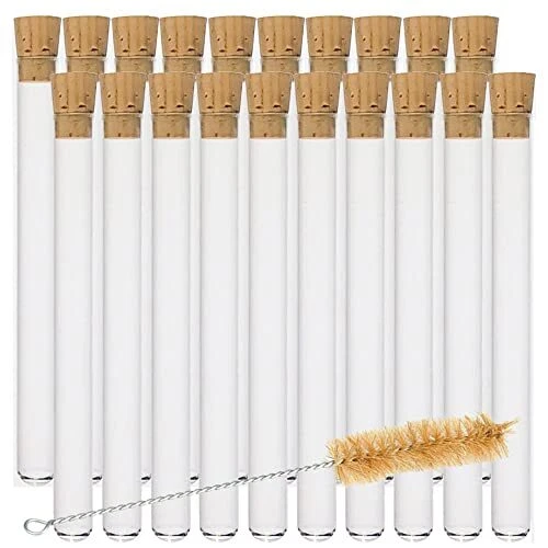 20X150mm Glass Test Tube Set with Cork Stoppers and Cleaning Brush, 3.3 Boro,...