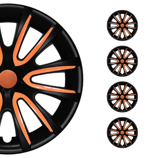 15& WHEEL COVERS Hubcaps for Jeep Wrangler Black Matt Orange Matte EUR