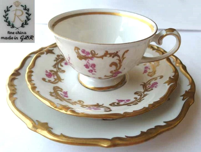 1. Di 5. Porcellana Servizio Tazza Piattino Piatto Torta Reichenbach GDR P515