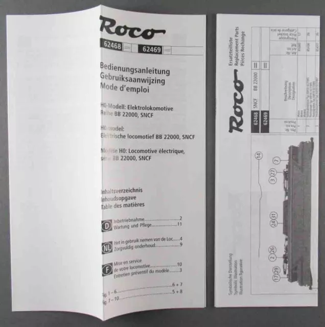 Roco 62468 62469 Ho Sncf Notices de Loco Electrique BB 2200