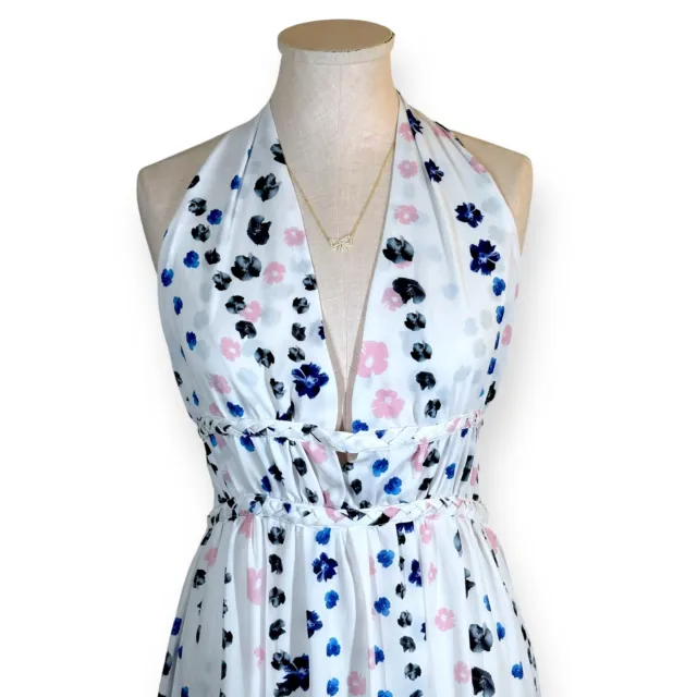 AQUA HALTER NECK Floral Maxi Dress Goddess A-Line Flowy Flirty Summer ...