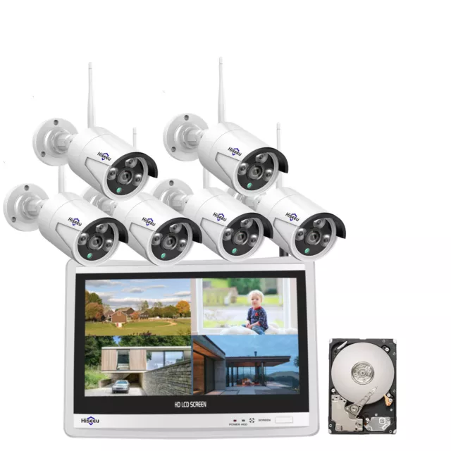 3MP Wireless 1 Way Audio CCTV Security Camera System 10CH WIFI NVR Outdoor Home