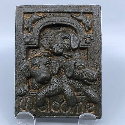 Cast Iron Welcome Sign Puppies 4.5 x 3.5