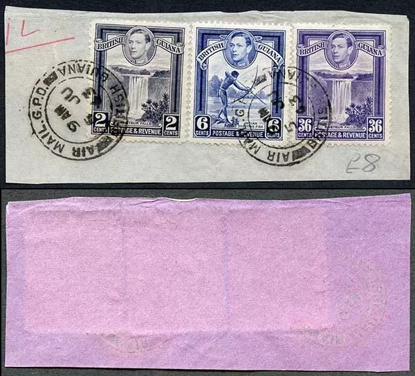 British Guiana KGVI Mixed franking piece