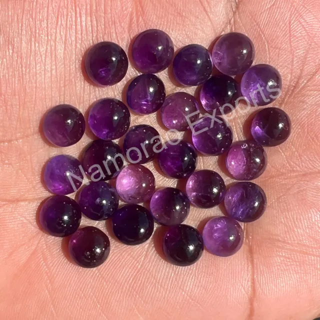 Natural Amethyst Round 3 mm to 20 mm Cabochon Loose Gemstone Lot