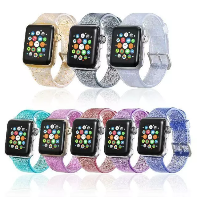 Glitter Bling Soft Watch Band Strap for Apple Watch iWatch Series 1 2 3 4 5 6 7