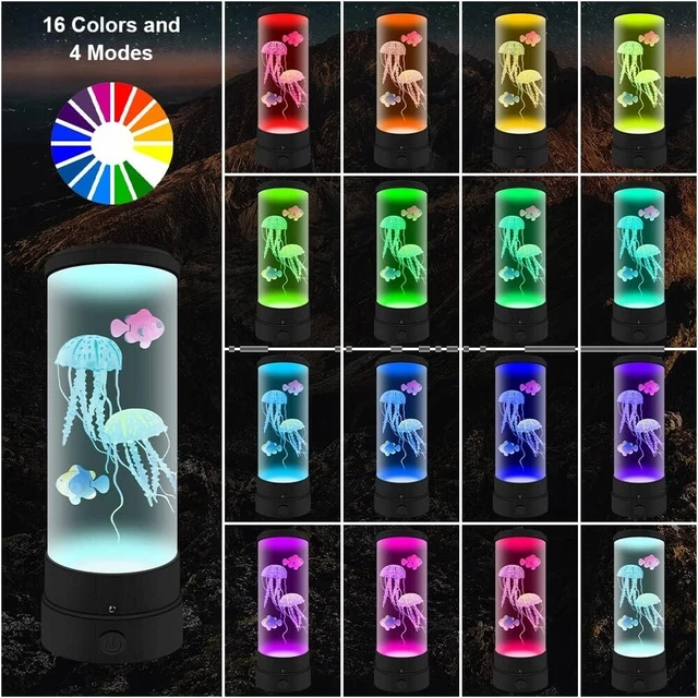 JELLYFISH RGB LAMP Aquarium Lava Lamp Remote Control Jellyfish Night