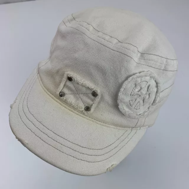 White Peace Sign Womens Army Ball Cap Hat Fitted One Size
