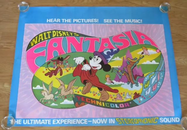 Fantasia Walt Disney Original 1976 Uk Cinema Quad Film Poster 30 X 40 Rare Nice