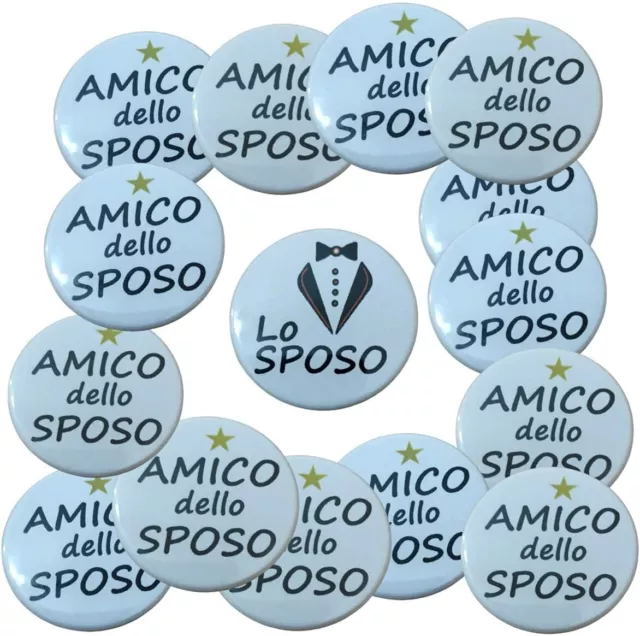 15 Spille Sposo da 38mm 1pz Lo Sposo 14pz Amico dello Sposo Festa Addio Celibato