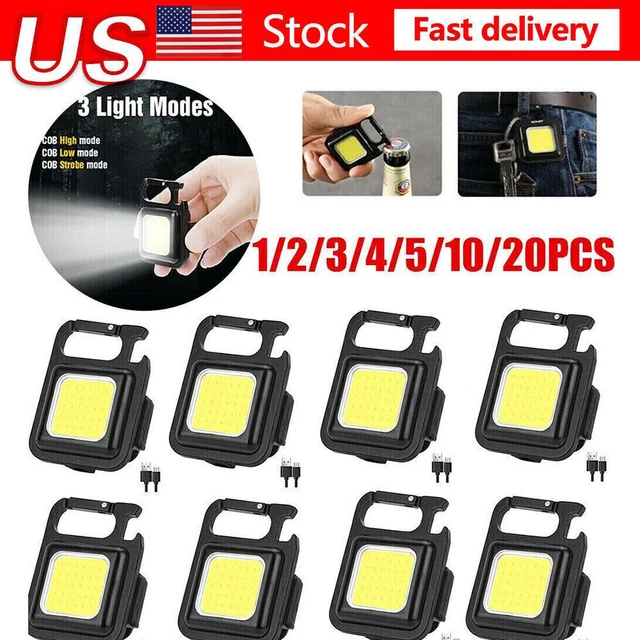 Portable Mini USB Rechargeable LED Flashlight COB Work Lamp Torch Keychain Light