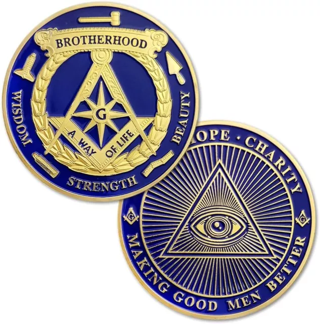 Masonic Challenge Coin Blue Lodge Portable Freemasonry Coin Gifts
