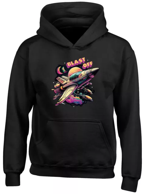 Space Rocket Kids Hoodie Blast Off Universe Galaxy Boys Girls Gift Top