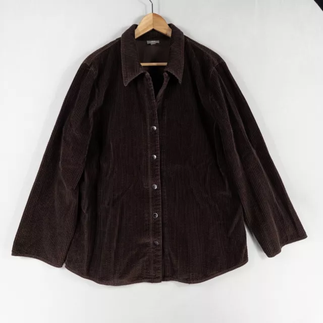 Vintage J. Jill Shirt Shacket Womens Large TALL Brown Corduroy Embroidered Back