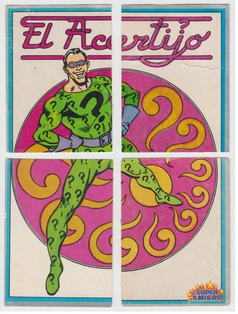 The Riddler - Vintage 4 Stickers Puzzle Set - Cromy Very Rare Argentina 1985