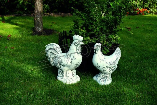 Garten Dekoration Huhn Terrasse Stein Figuren Figur Deko Statue Skulptur 640 Neu