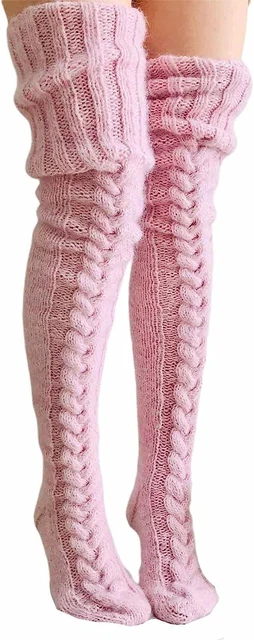 Women  - Leg Warmers Socks, Boots over Knee High Sock Cable Knit Socks Long Boot