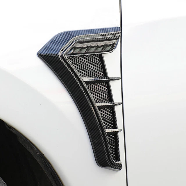 2× Universal Carbon Fiber Side Vent Car SUV Air Flow Fender Grille Decorative 3