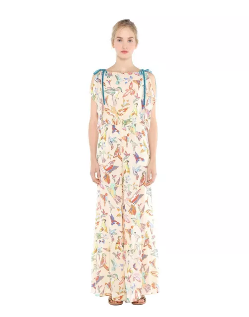 NWT Red Valentino Hummingbird Printed Silk Jumpsuit IT 40 US 4 Org $1,500