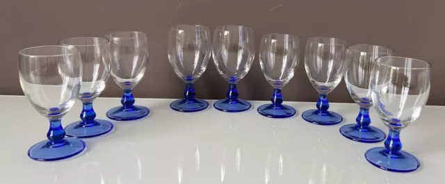 Bicchieri Stelo Blu 9 Pezzi   7 Vino 2 Acqua