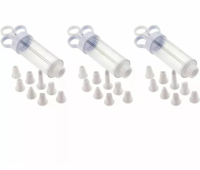 3 x Chef Aid Icing Syringe & Nozzles, Perfect For Decorating - Baking - Plastic