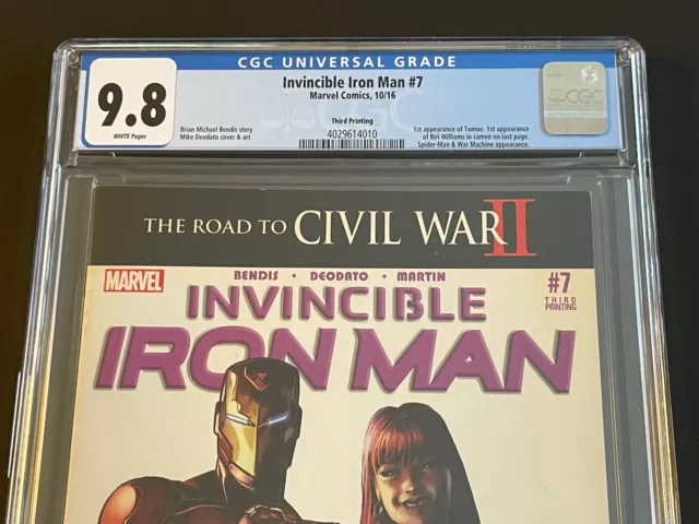 INVINCIBLE IRON MAN #7 (Marvel 2016) CGC 9.8, 3rd print, 1st cameo Riri Williams 2
