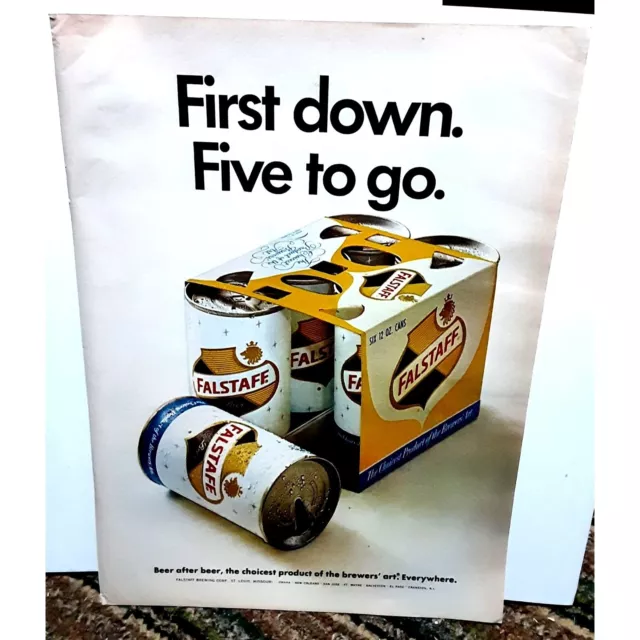 Vintage 1967 Falstaff Beer 6 Pack Ad Original epherma