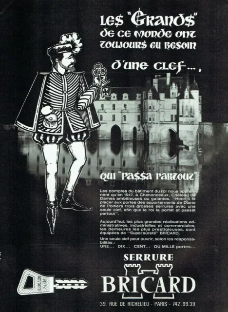 Publicité Advertising 0122  1968   serrure Bricard  la clé passe partout