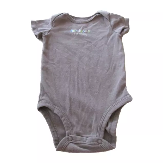 Carters Boys 1 Pc Bodysuit Size 6M Brown Handsome Like Daddy Short Sleeve Snap