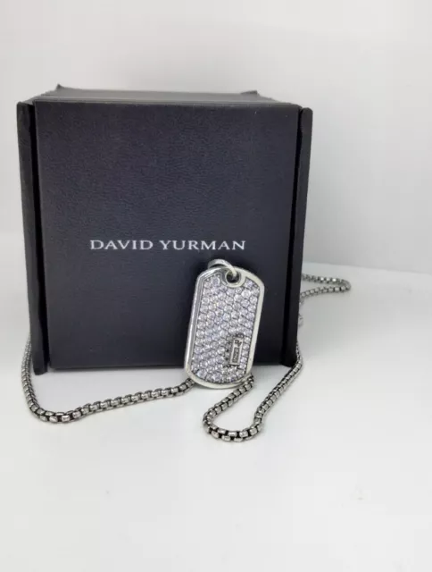 David Yurman Silver Exotic Stones Pave Pink Sapphire Dog Tag 19mm x 34mm Pendant