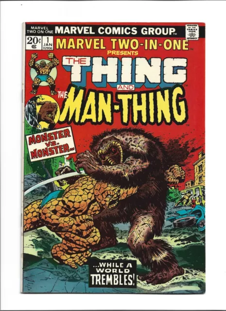 Marvel Two-in-One #1 (Jan. 1974. Marvel) VF (8.0) Thing vs. Man-Thing !!!!!!!!!!