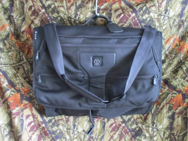 Tumi T Tech EUC black ballistic nylon modern luggage folding garment bag 22 in