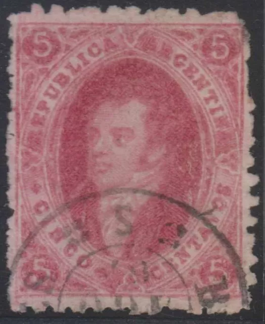 ARGENTINA 1867 RIVADAVIA Sc 17 KEY VALUE USED BY "BUENOS AYRES" Cds SCV$200.00