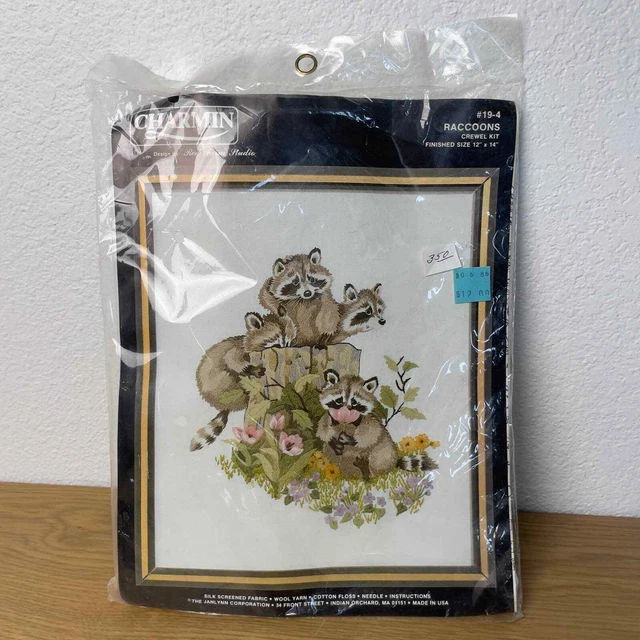 Kit de bordado vintage charmin mapache crewel