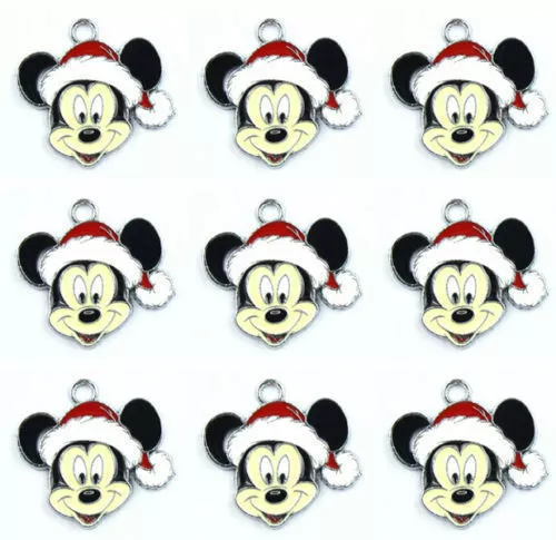 Mickey Mouse Santa Charms Pendants Enamel Metal Mickey Santa