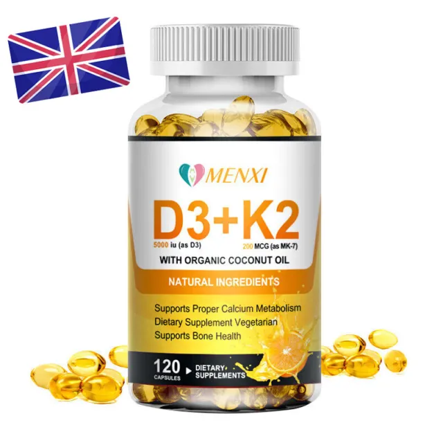 Vitamin K2 (MK7) with D3 5000 IU Supplement, BioPerine Capsules, Immune Health