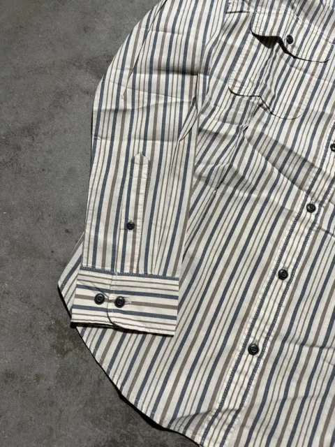 NWT Filson Kadin Island Long Sleeve Button Up Striped Shirt Blue White 2