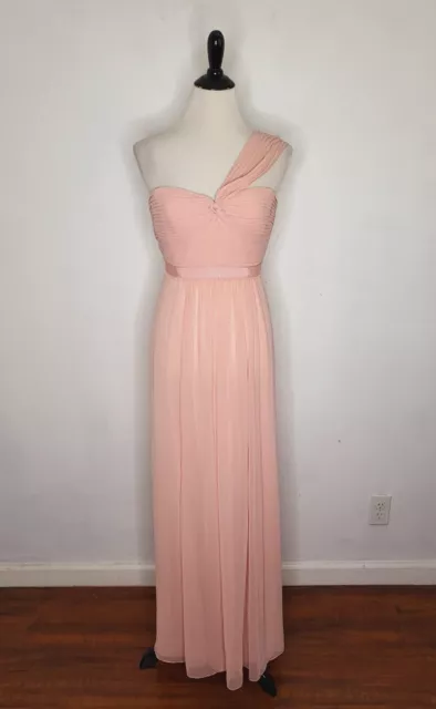 BCBGMaxAzria Jamille One Shoulder Maxi Evening Gown Light Shell Pink Size 2 NWT