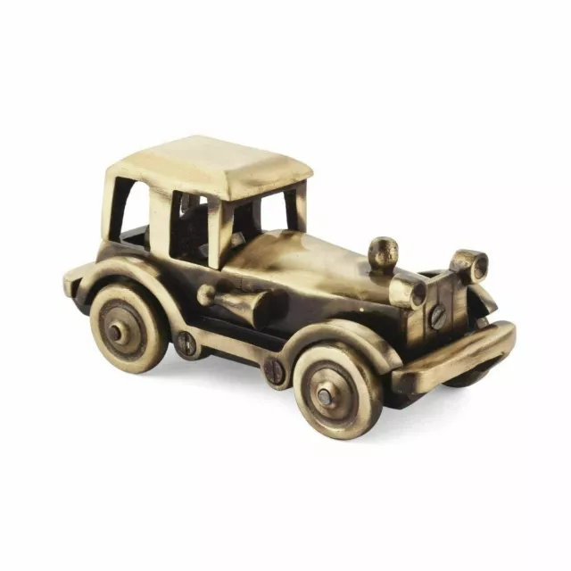 Ottone Auto Vintage Fiore All'Occhiello Figurina Statua per Arredo Casa Lucido