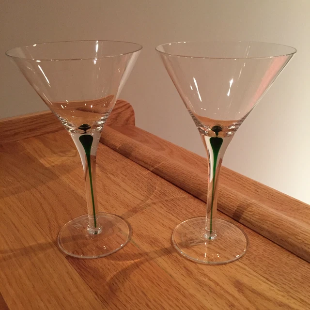 NO TEN TANQUERAY Green Filament Long Stem Gin Martini Glass Limited