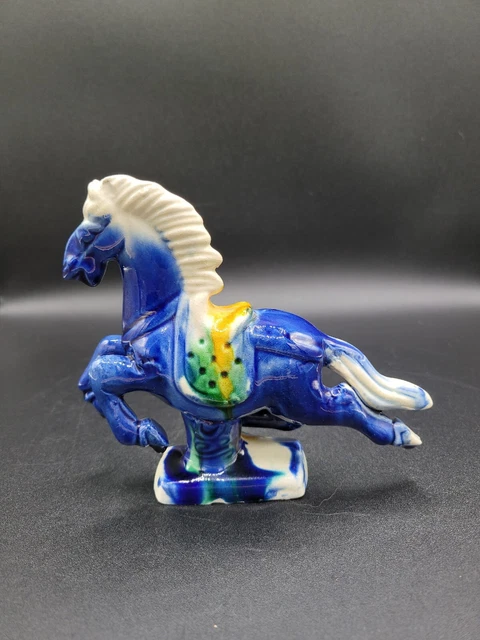 Tang Feng Shui Lucky Wealth Horse Statue Figurine TriColor Chinese Ceramic