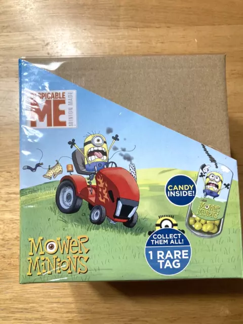 12X Despicable Me Mower Minion Dog Tags w/Banana Candy Pieces Factory Sealed Box