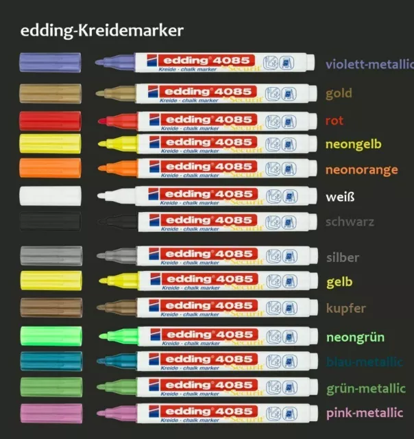 Edding Kreidemarker 4085, 4090 Kreidestift Sprühkreide versch. Farben  metallic