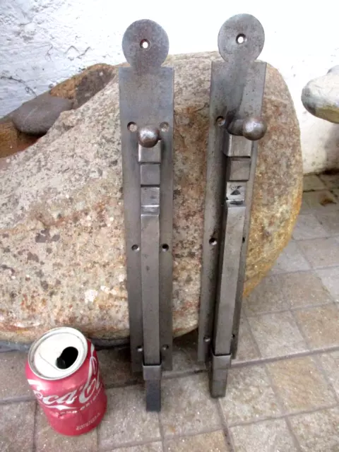Vintage Unused Old Stock Two Iron Strong Huge Door Latch Slide Bolt Lock Shutter