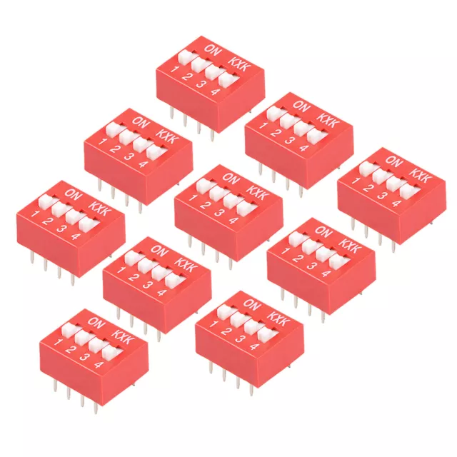 10 Pcs Red DIP Switch 1 2 3 4 Positions 2.54mm Pitch for Circuit Breadboards PCB