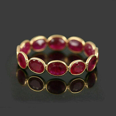 2Ct Oval Lab Created Red Ruby Engagement Fancy Ring Band 14K Yellow Gold Over